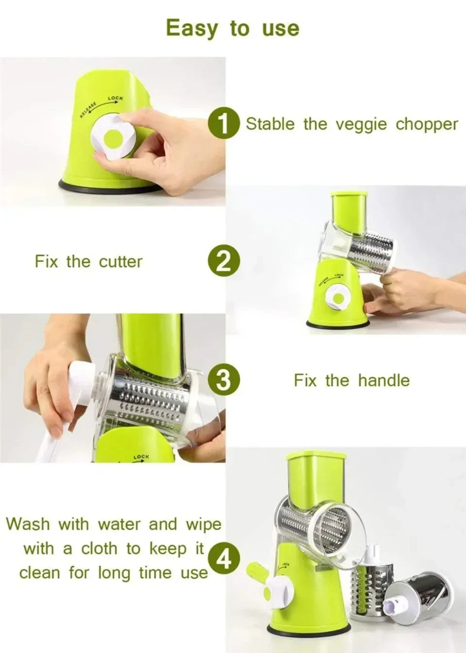 3 Sharp Drums Multifunctional Manual Food Slicer